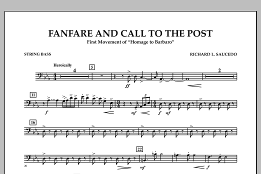 Download Richard L. Saucedo Fanfare and Call to the Post - String Bass Sheet Music and learn how to play Concert Band PDF digital score in minutes