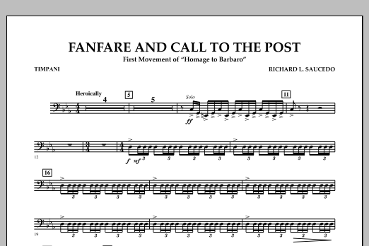 Download Richard L. Saucedo Fanfare and Call to the Post - Timpani Sheet Music and learn how to play Concert Band PDF digital score in minutes