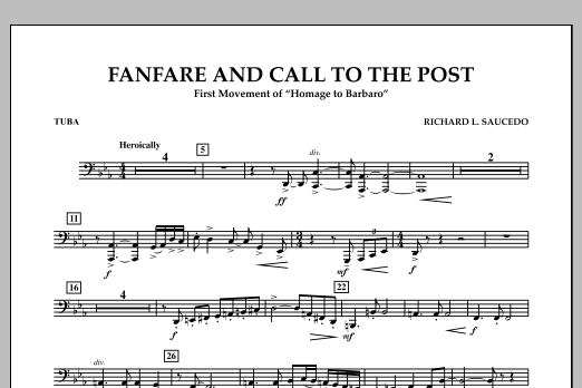 Download Richard L. Saucedo Fanfare and Call to the Post - Tuba Sheet Music and learn how to play Concert Band PDF digital score in minutes