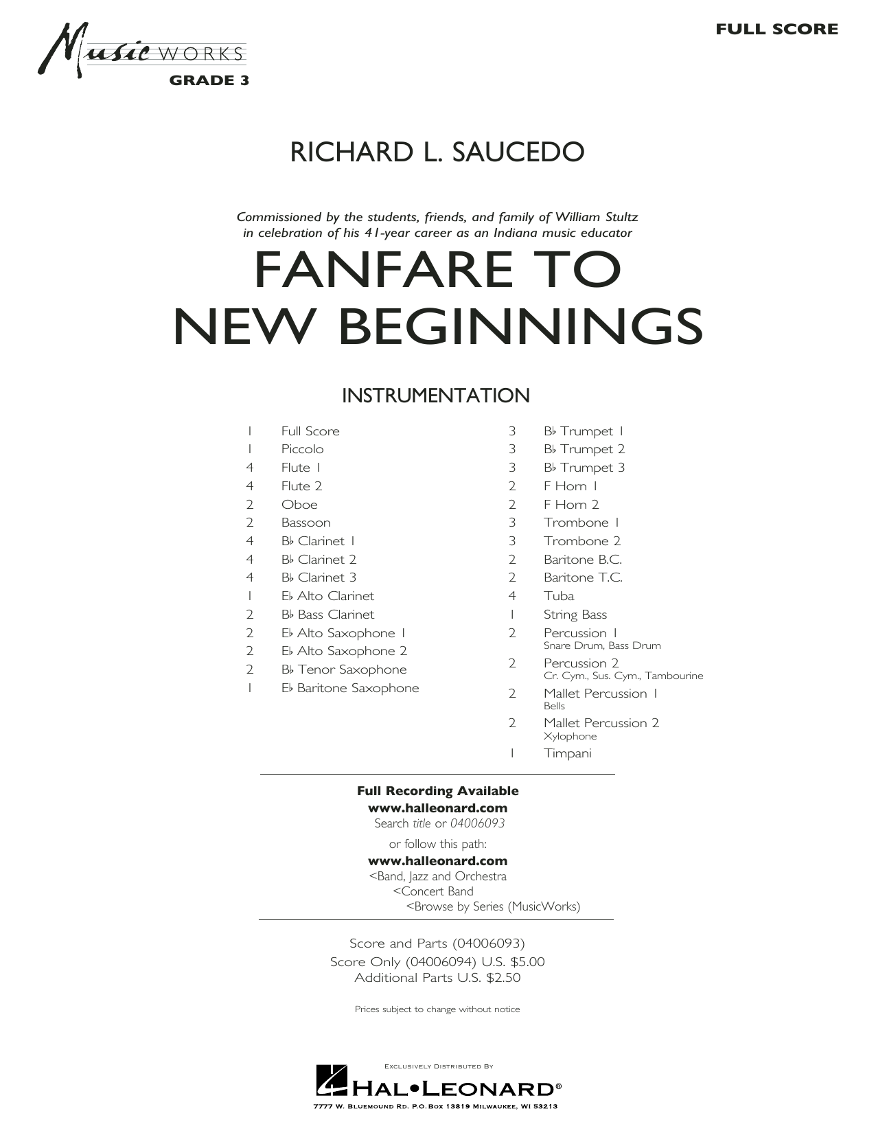 Download Richard L. Saucedo Fanfare for New Beginnings - Conductor Score (Full Score) Sheet Music and learn how to play Concert Band PDF digital score in minutes