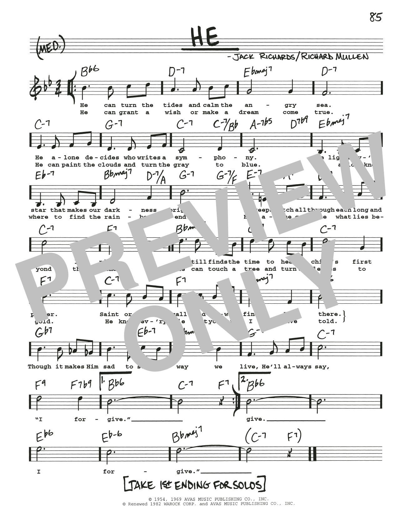 Download Richard Mullan He Sheet Music and learn how to play Real Book – Melody, Lyrics & Chords PDF digital score in minutes