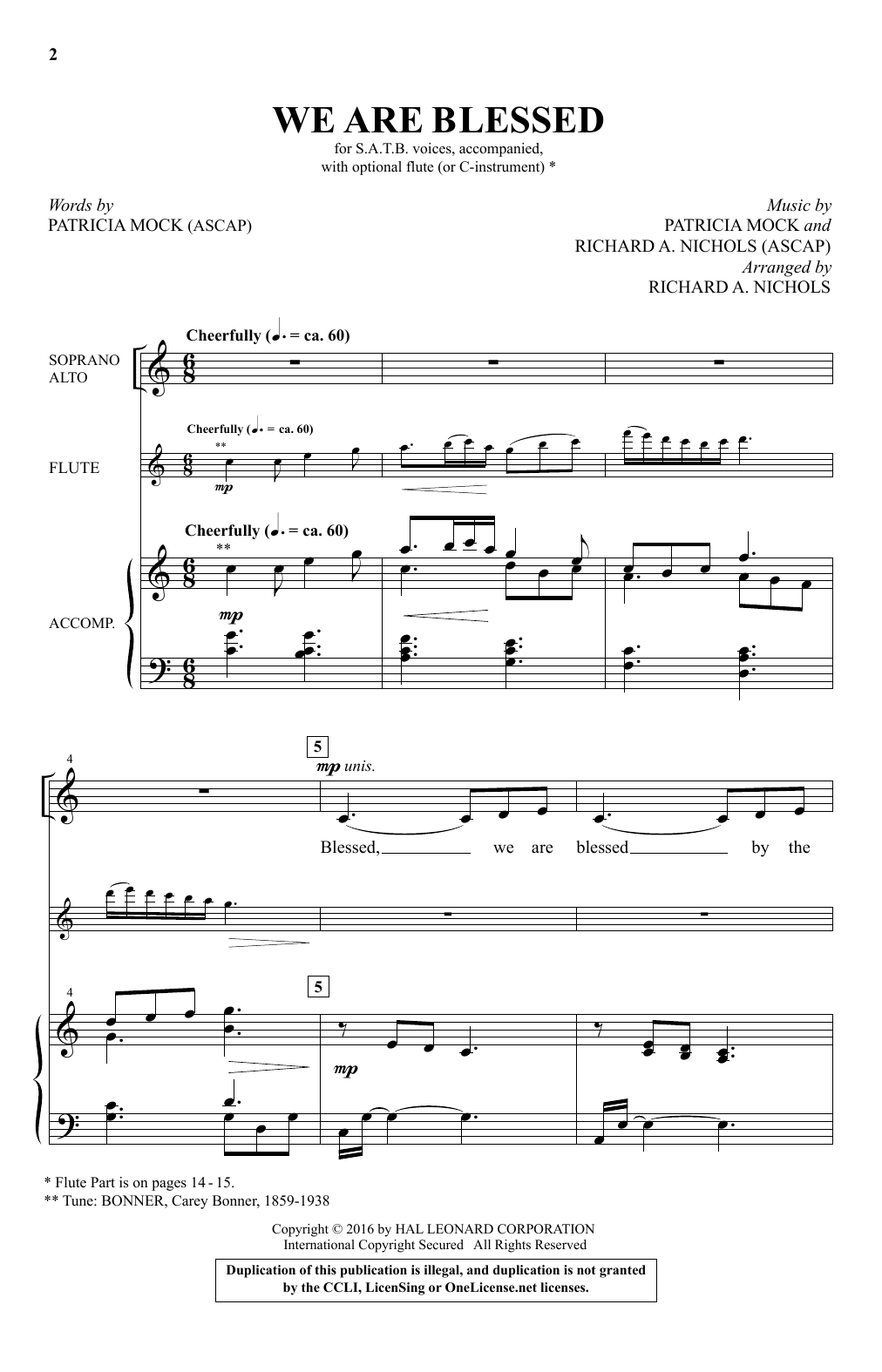 Download Richard Nichols We Are Blessed Sheet Music and learn how to play Choral PDF digital score in minutes