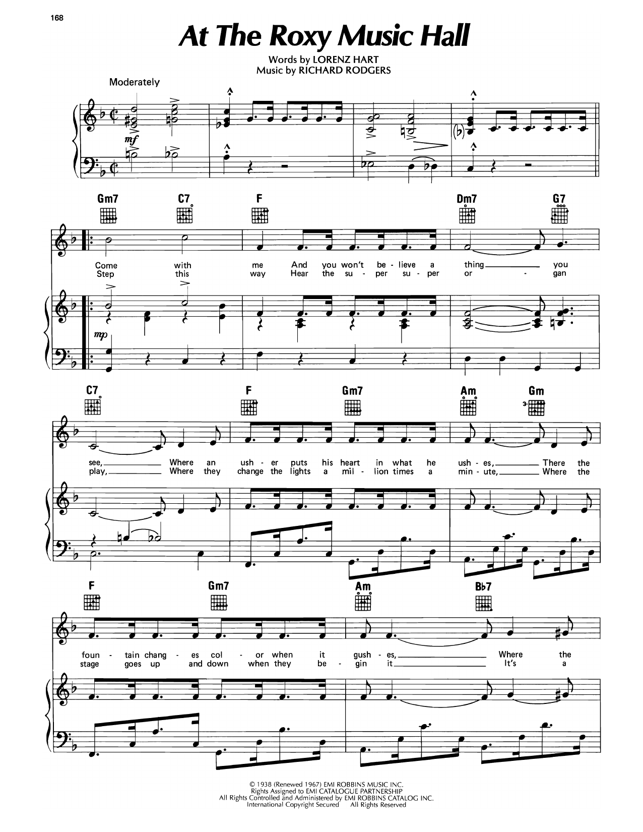 Download Richard Rodgers At The Roxy Music Hall (from I Married An Angel) Sheet Music and learn how to play Piano, Vocal & Guitar Chords (Right-Hand Melody) PDF digital score in minutes