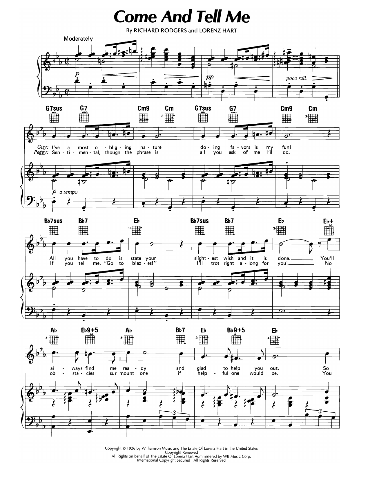 Download Richard Rodgers Come And Tell Me (from Betsy) Sheet Music and learn how to play Piano, Vocal & Guitar Chords (Right-Hand Melody) PDF digital score in minutes