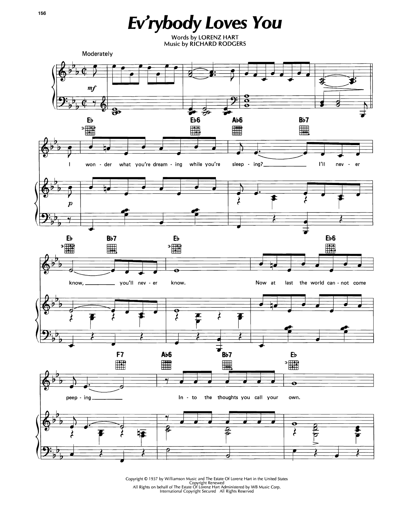 Download Richard Rodgers Everybody Loves You (from I'd Rather Be Right) Sheet Music and learn how to play Piano, Vocal & Guitar Chords (Right-Hand Melody) PDF digital score in minutes