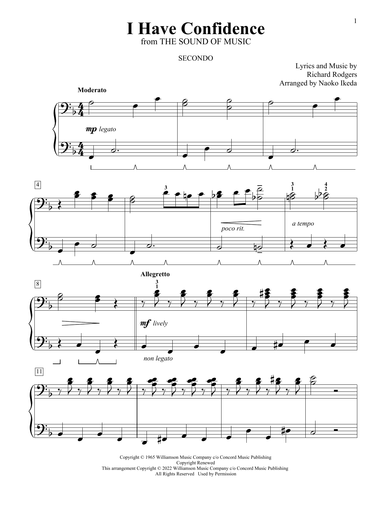 Download Richard Rodgers I Have Confidence (from The Sound Of Music) (arr. Naoko Ikeda) Sheet Music and learn how to play Piano Duet PDF digital score in minutes