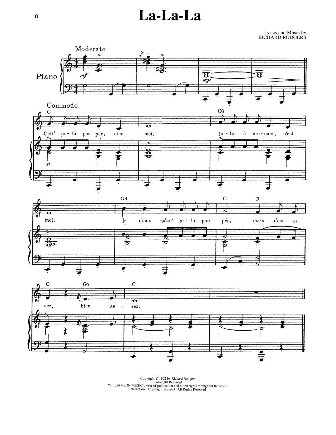 Download Richard Rodgers La-La-La (from No Strings) Sheet Music and learn how to play Piano & Vocal PDF digital score in minutes