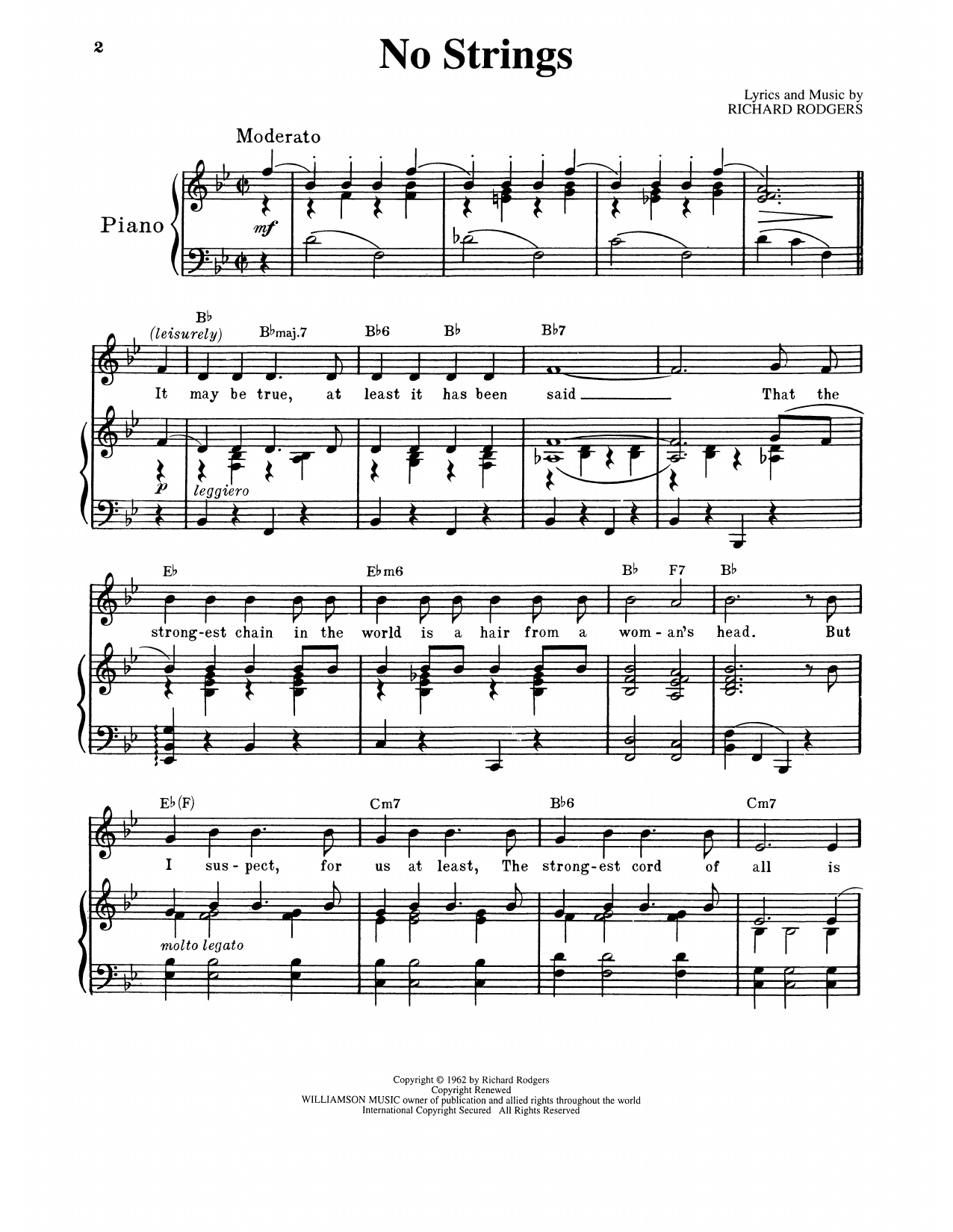 Download Richard Rodgers No Strings Sheet Music and learn how to play Piano & Vocal PDF digital score in minutes