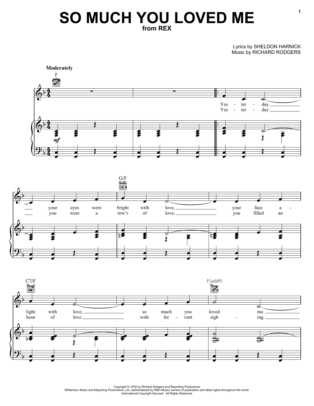 Download Richard Rodgers So Much You Loved Me Sheet Music and learn how to play Piano, Vocal & Guitar (Right-Hand Melody) PDF digital score in minutes