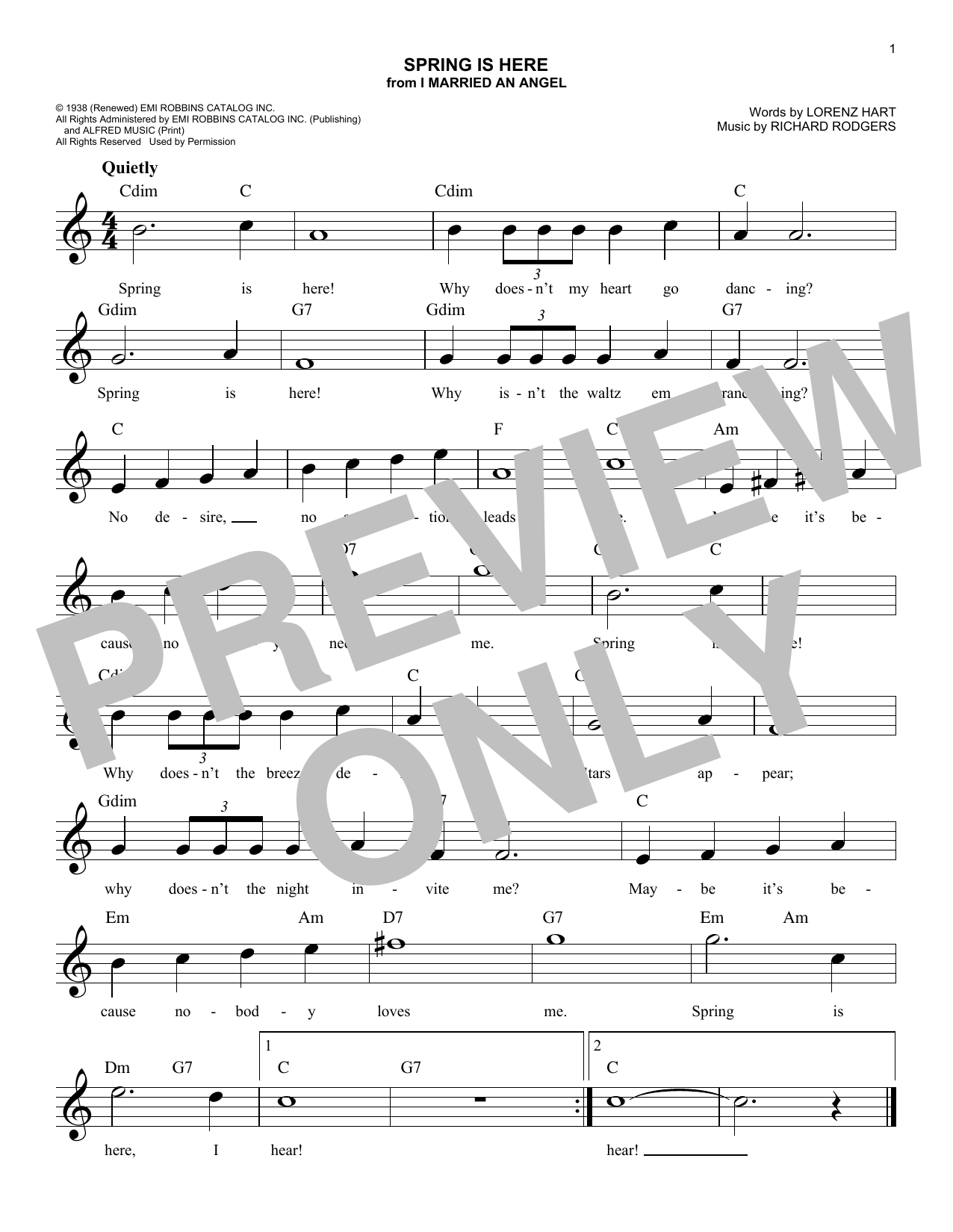 Download Richard Rodgers Spring Is Here Sheet Music and learn how to play Melody Line, Lyrics & Chords PDF digital score in minutes