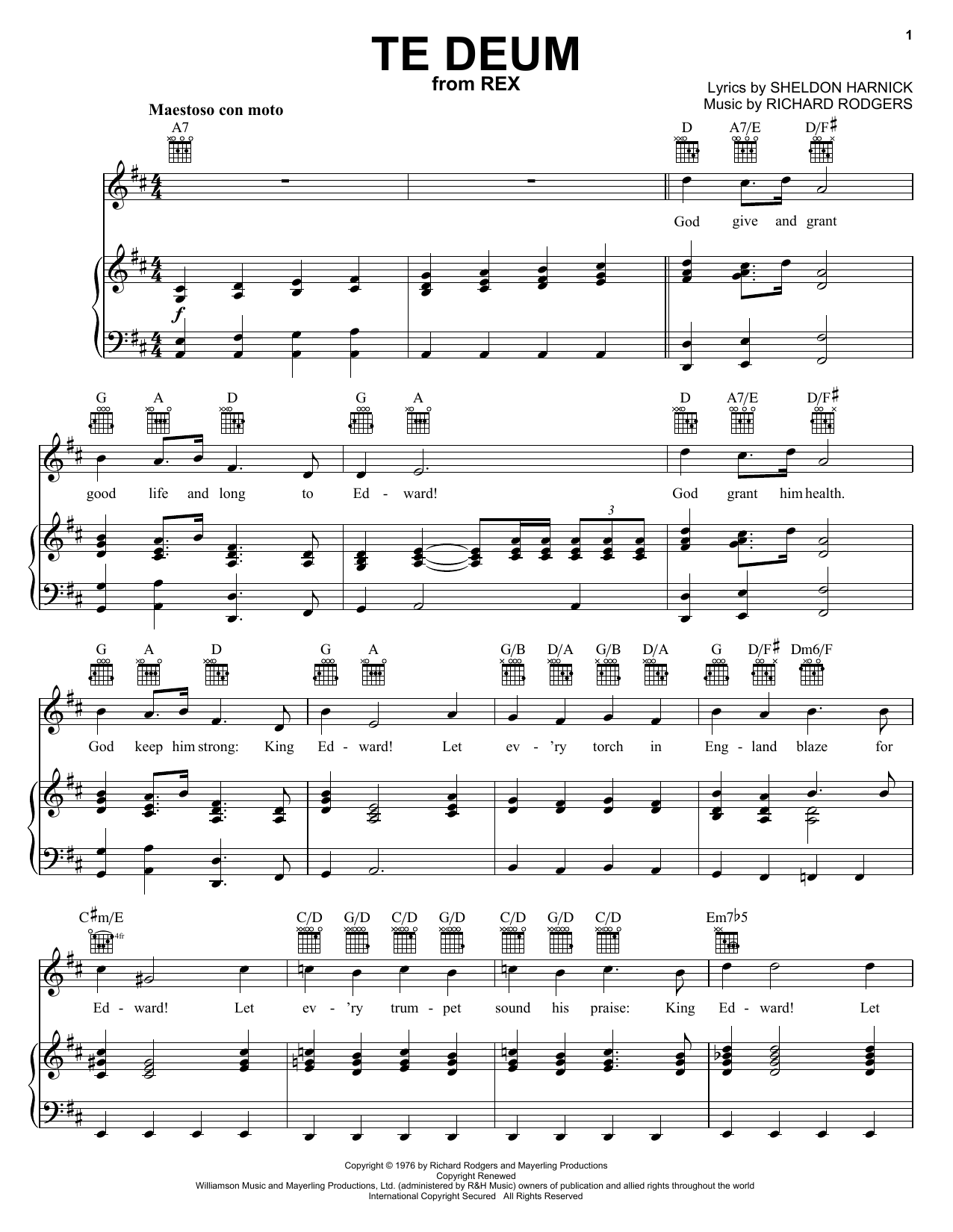 Download Richard Rodgers Te Deum Sheet Music and learn how to play Piano, Vocal & Guitar (Right-Hand Melody) PDF digital score in minutes