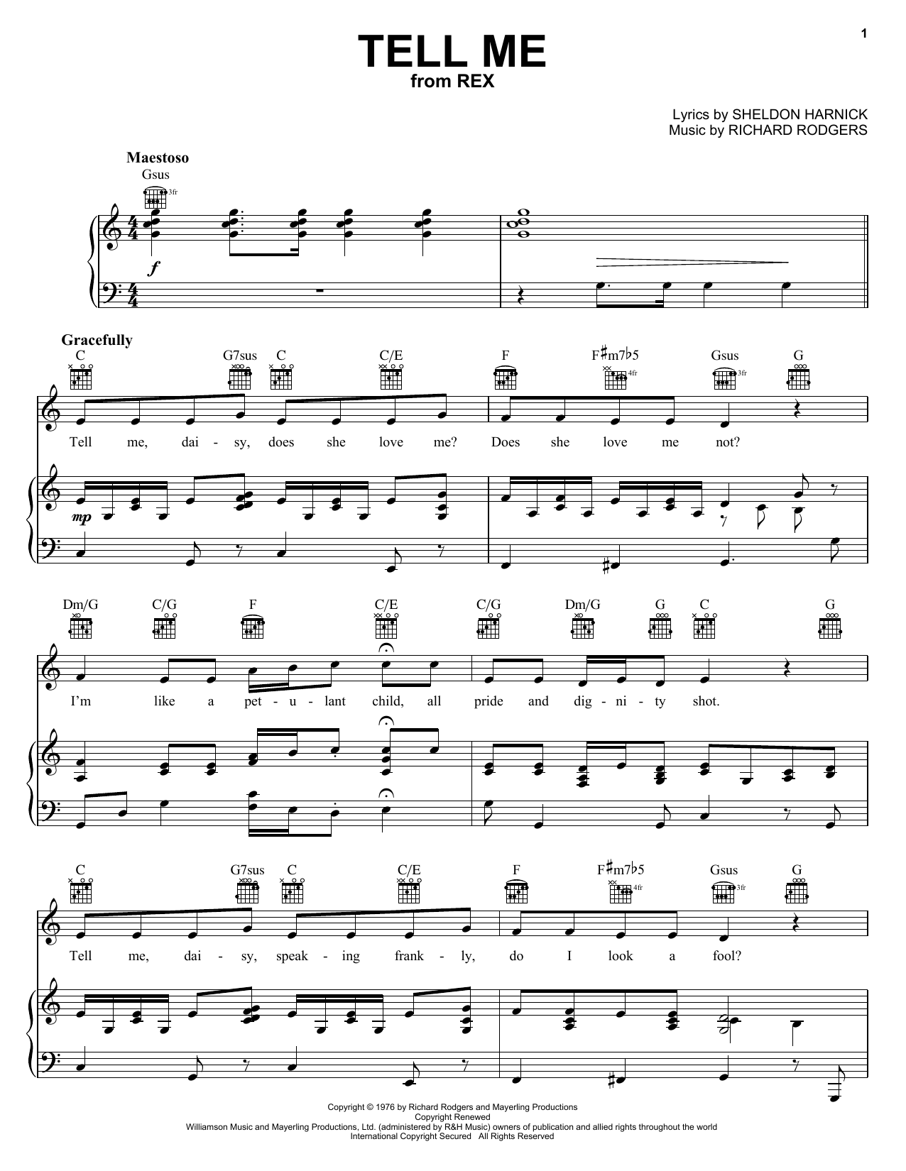 Download Richard Rodgers Tell Me Sheet Music and learn how to play Piano, Vocal & Guitar (Right-Hand Melody) PDF digital score in minutes