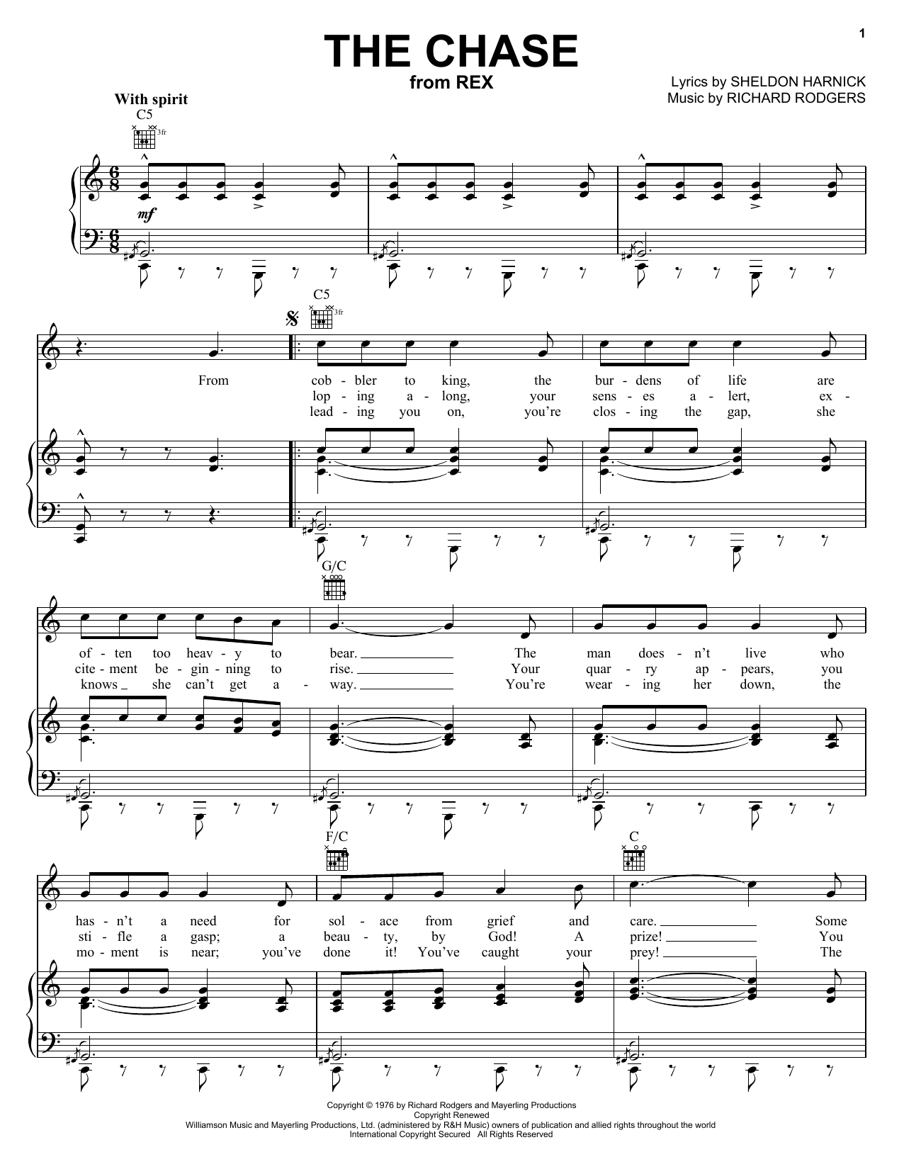 Download Richard Rodgers The Chase Sheet Music and learn how to play Piano, Vocal & Guitar (Right-Hand Melody) PDF digital score in minutes