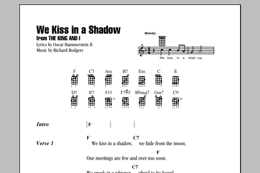 Download Richard Rodgers We Kiss In A Shadow Sheet Music and learn how to play Ukulele with strumming patterns PDF digital score in minutes