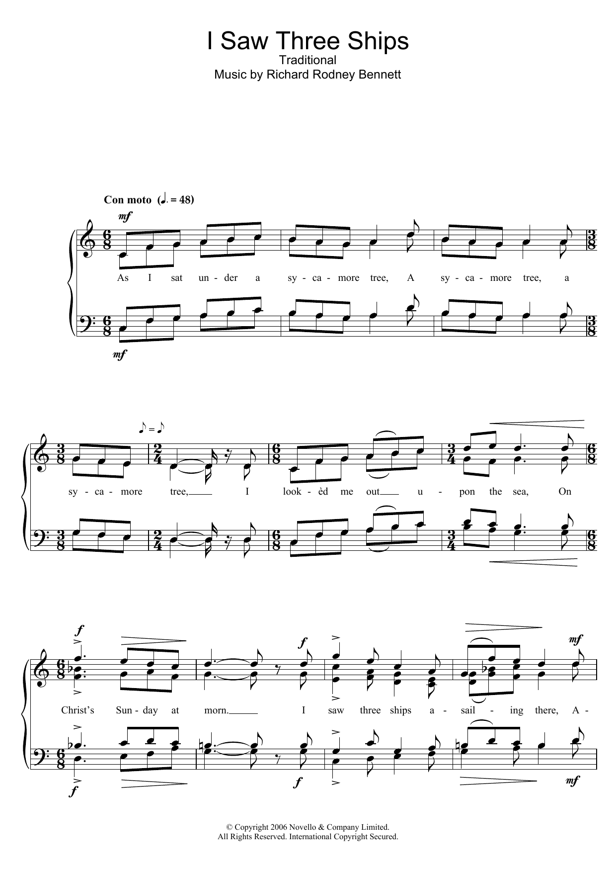 Download Richard Rodney Bennett I Saw Three Ships Sheet Music and learn how to play SATB Choir PDF digital score in minutes