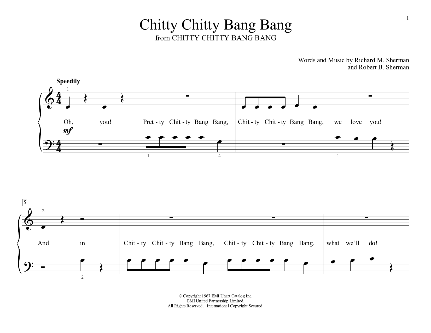 Download Richard Sherman & Robert Sherman Chitty Chitty Bang Bang (arr. Christopher Hussey) Sheet Music and learn how to play Educational Piano PDF digital score in minutes