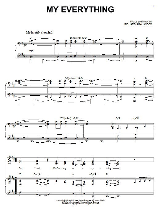 Download Richard Smallwood My Everything Sheet Music and learn how to play Piano, Vocal & Guitar (Right-Hand Melody) PDF digital score in minutes