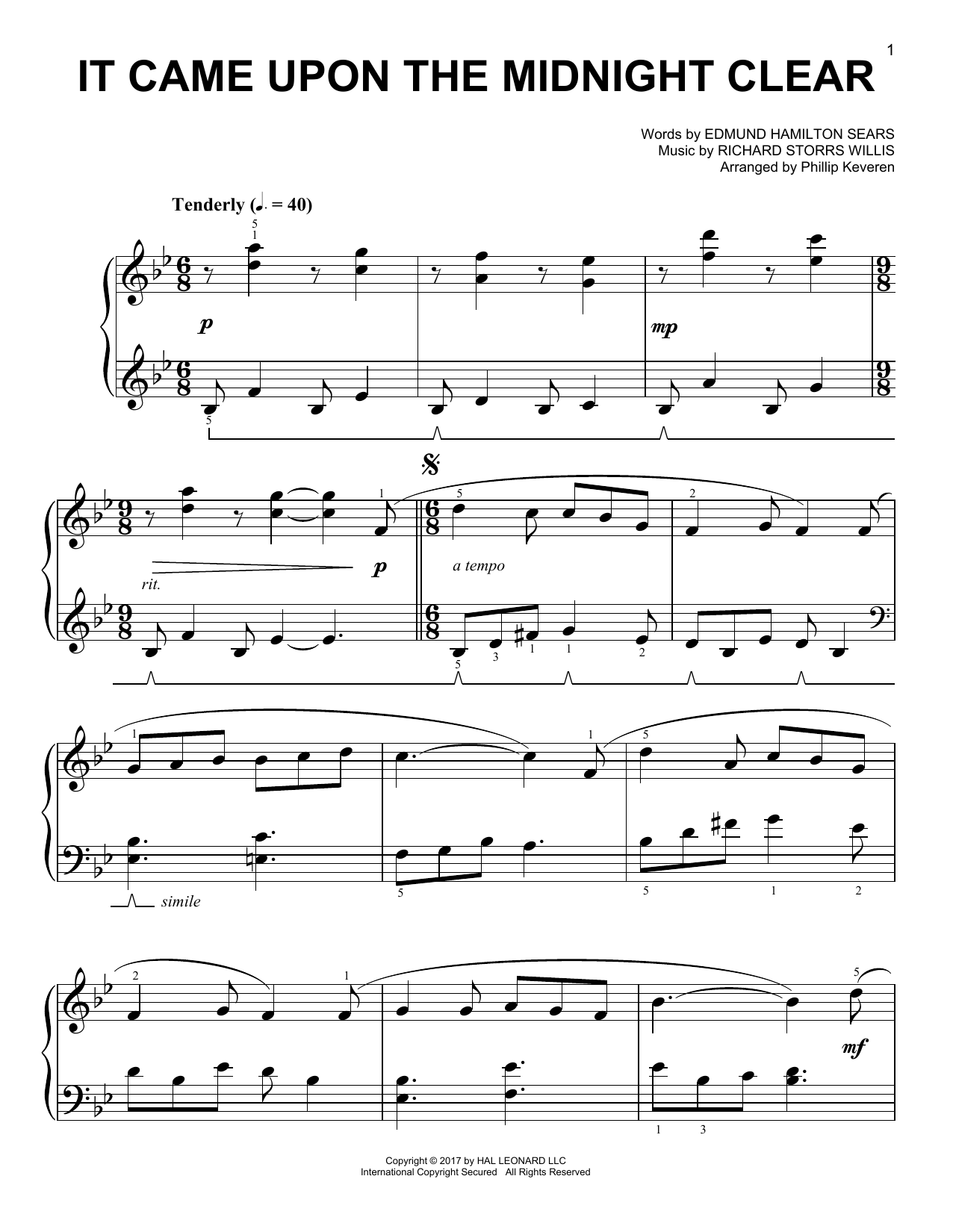 Download Phillip Keveren It Came Upon The Midnight Clear Sheet Music and learn how to play Easy Piano PDF digital score in minutes