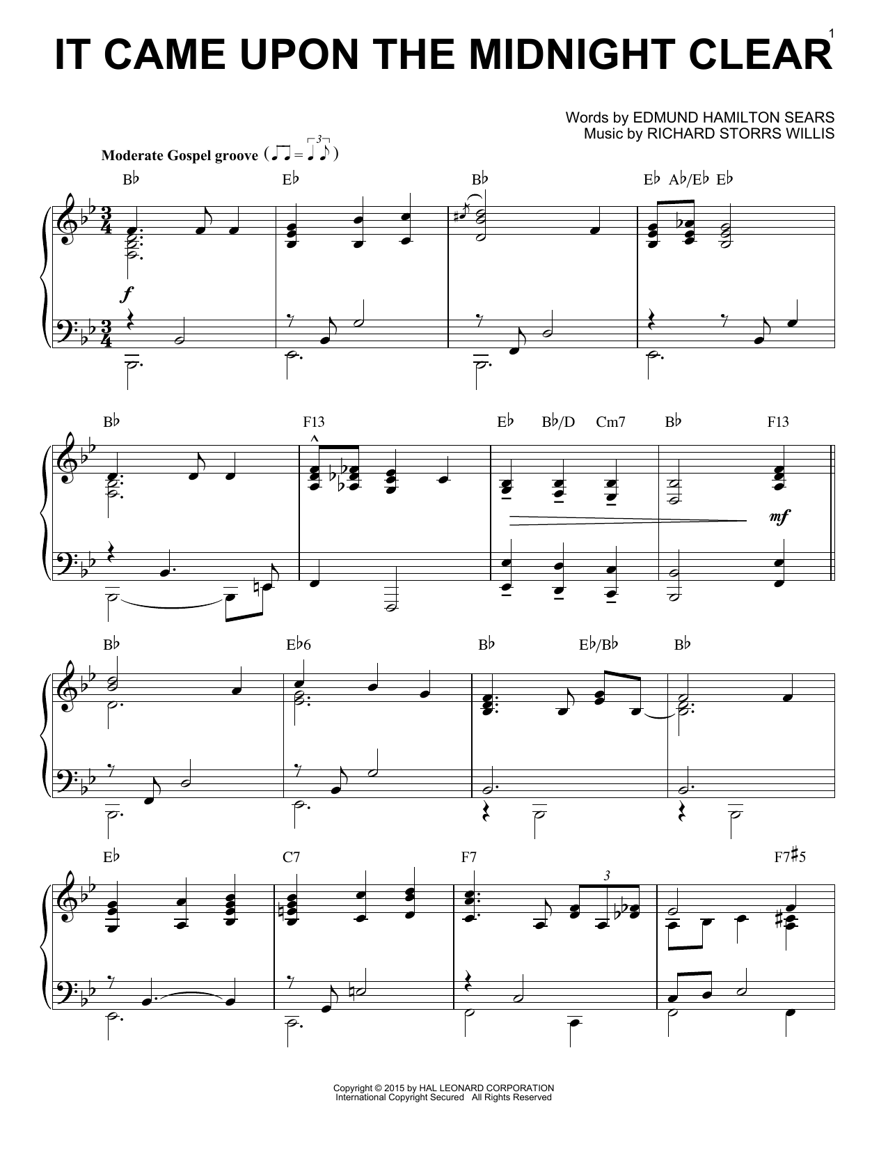 Download Christmas Carol It Came Upon The Midnight Clear Sheet Music and learn how to play Piano PDF digital score in minutes