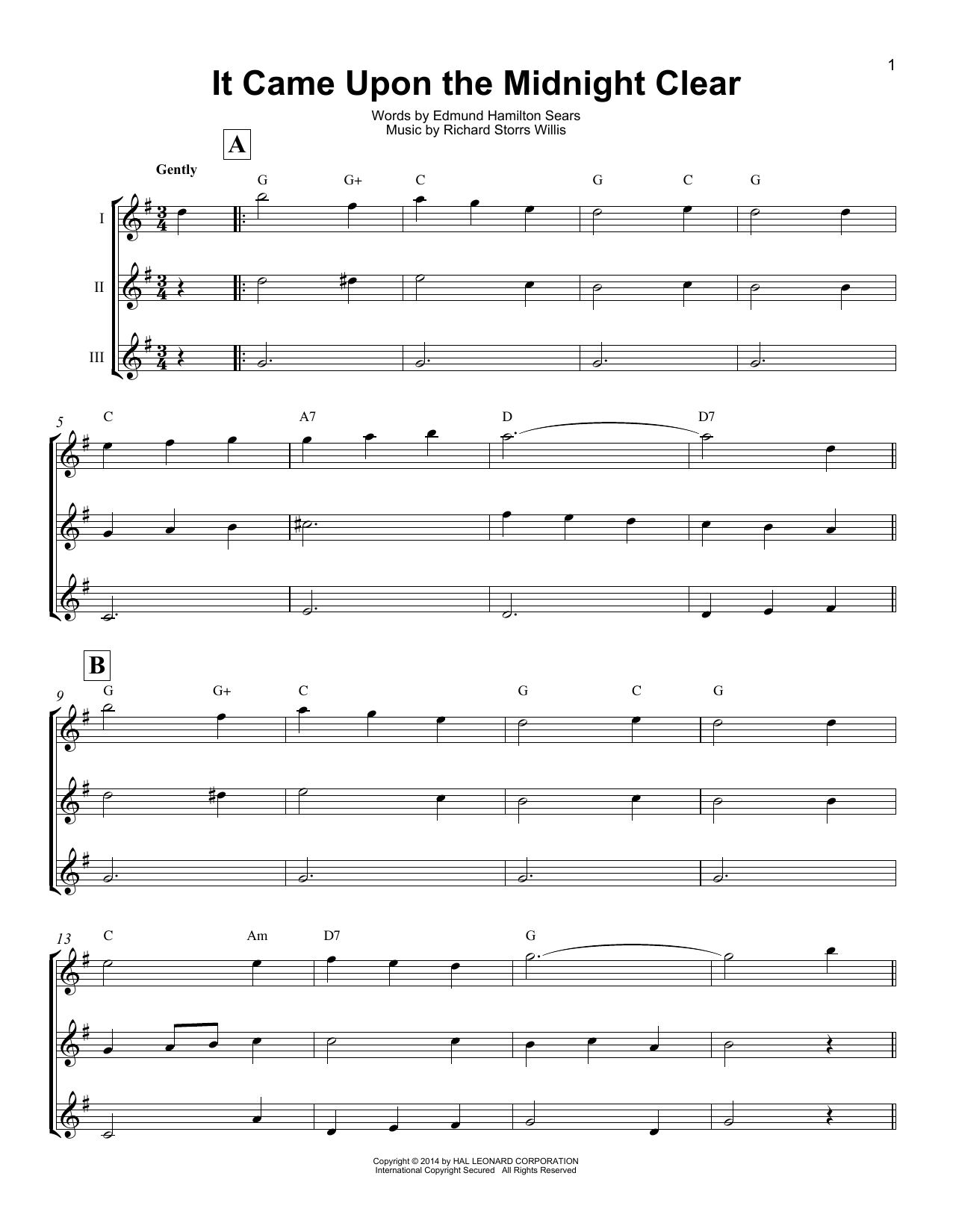 Download Richard Storrs Willis It Came Upon The Midnight Clear Sheet Music and learn how to play Ocarina PDF digital score in minutes