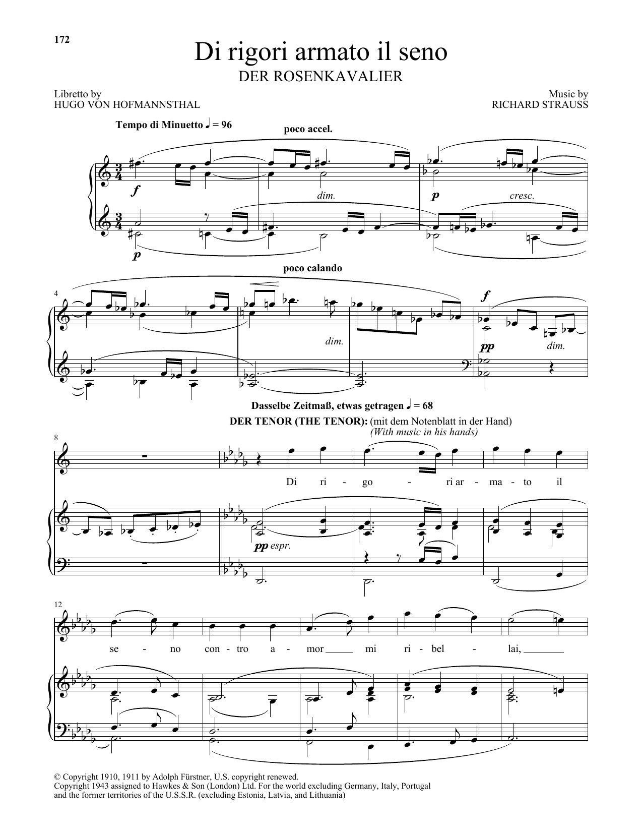 Download Richard Strauss Di Rigori Armato Il Seno Sheet Music and learn how to play Piano & Vocal PDF digital score in minutes