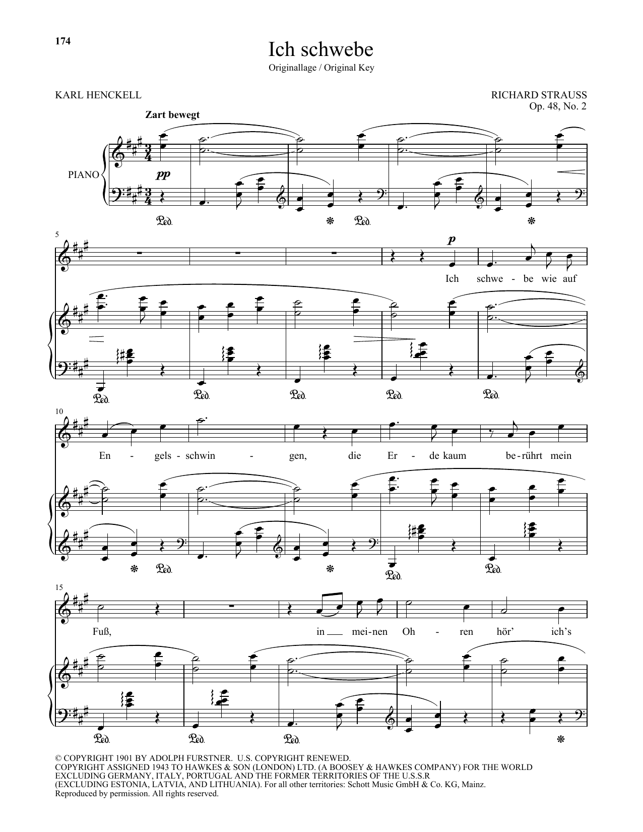 Download Richard Strauss Ich Schwebe (High Voice) Sheet Music and learn how to play Piano & Vocal PDF digital score in minutes