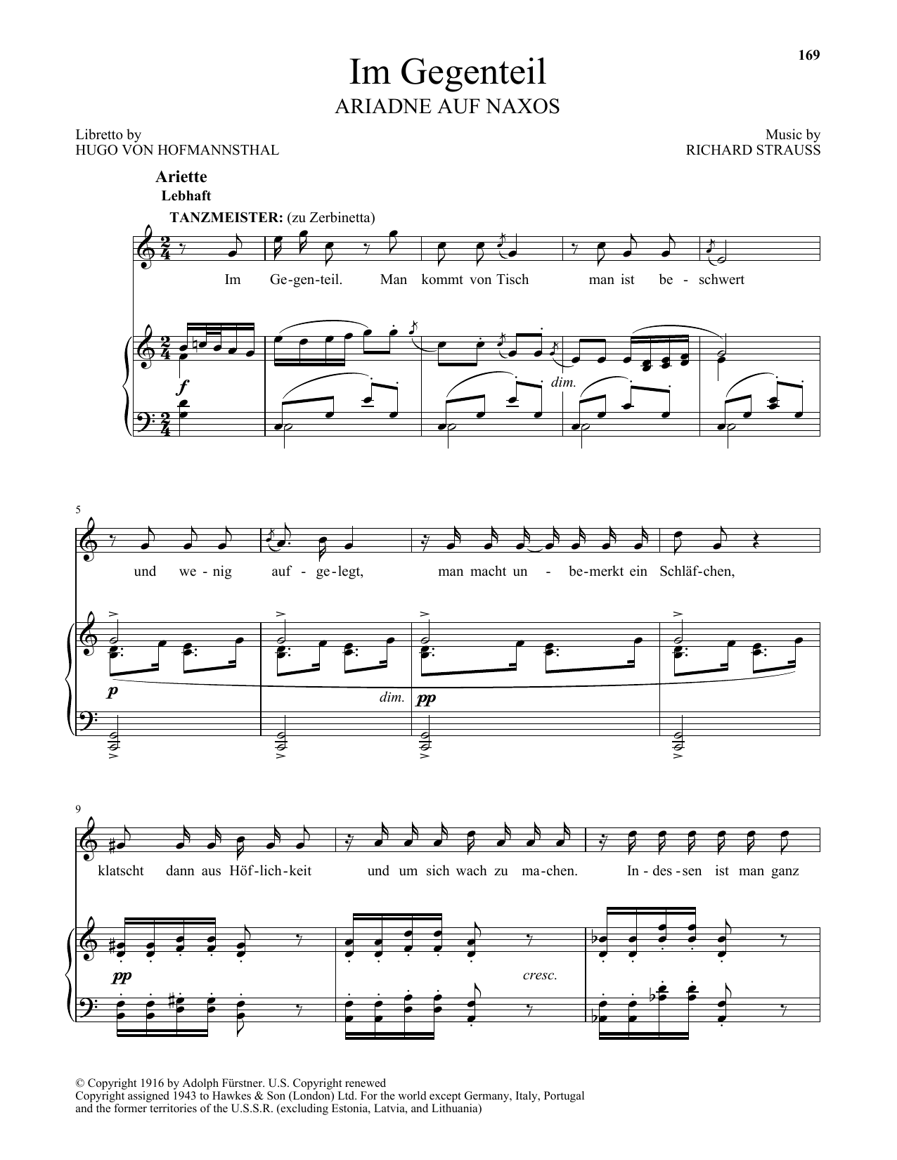 Download Richard Strauss Im Gegenteil Sheet Music and learn how to play Piano & Vocal PDF digital score in minutes