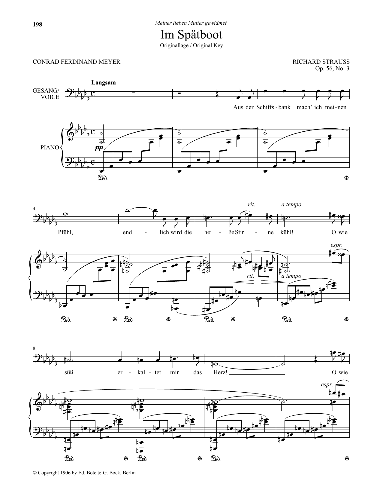 Download Richard Strauss Im Spatboot (Low Voice) Sheet Music and learn how to play Piano & Vocal PDF digital score in minutes