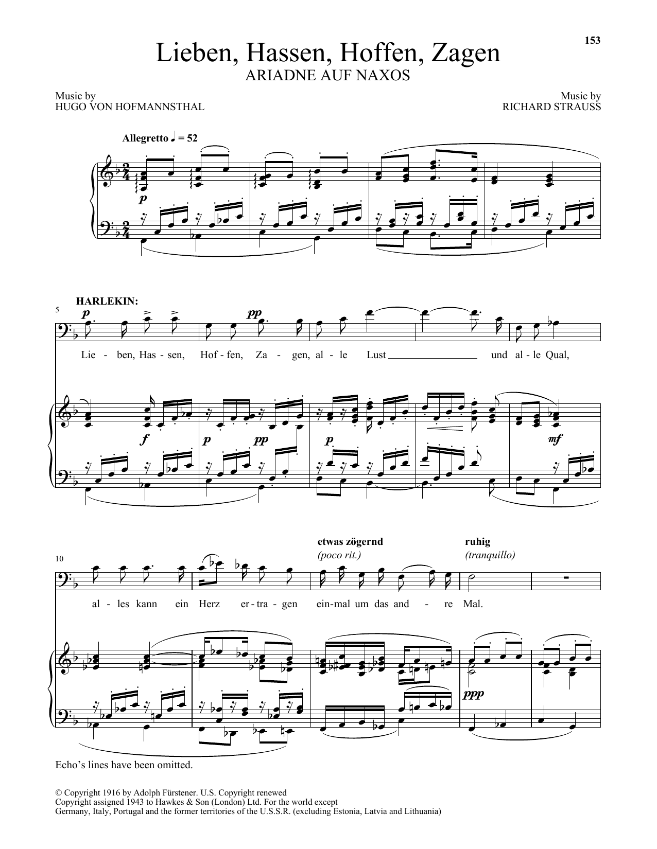 Download Richard Strauss Lieben, Hassen, Hoffen, Zagen Sheet Music and learn how to play Piano & Vocal PDF digital score in minutes