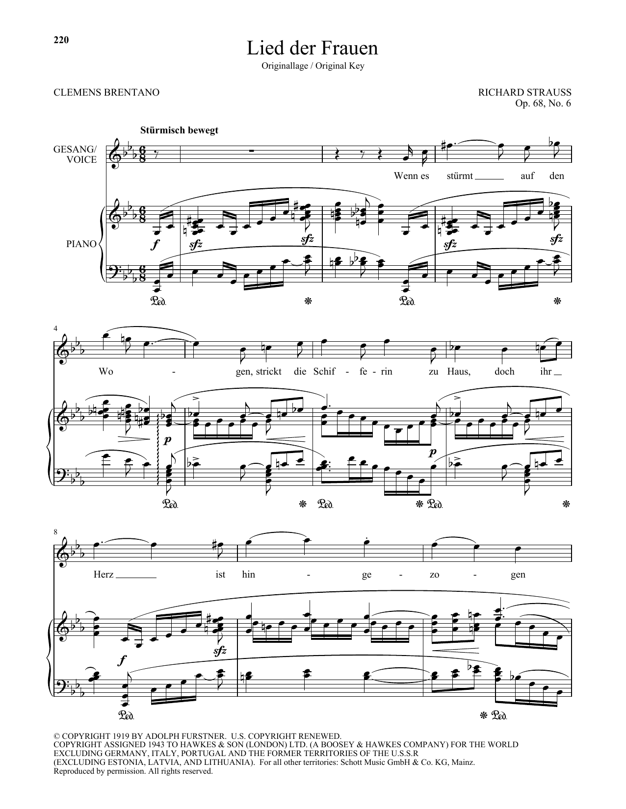 Download Richard Strauss Lied Der Frauen (High Voice) Sheet Music and learn how to play Piano & Vocal PDF digital score in minutes