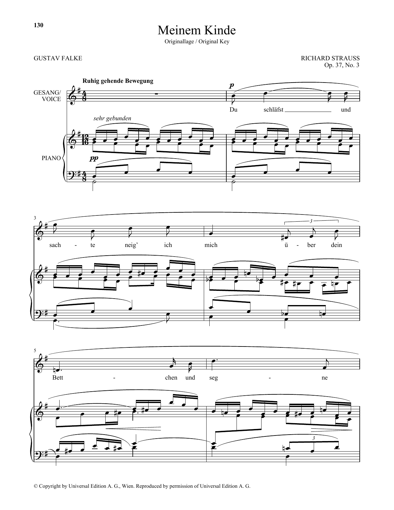 Download Richard Strauss Meinem Kinde (High Voice) Sheet Music and learn how to play Piano & Vocal PDF digital score in minutes