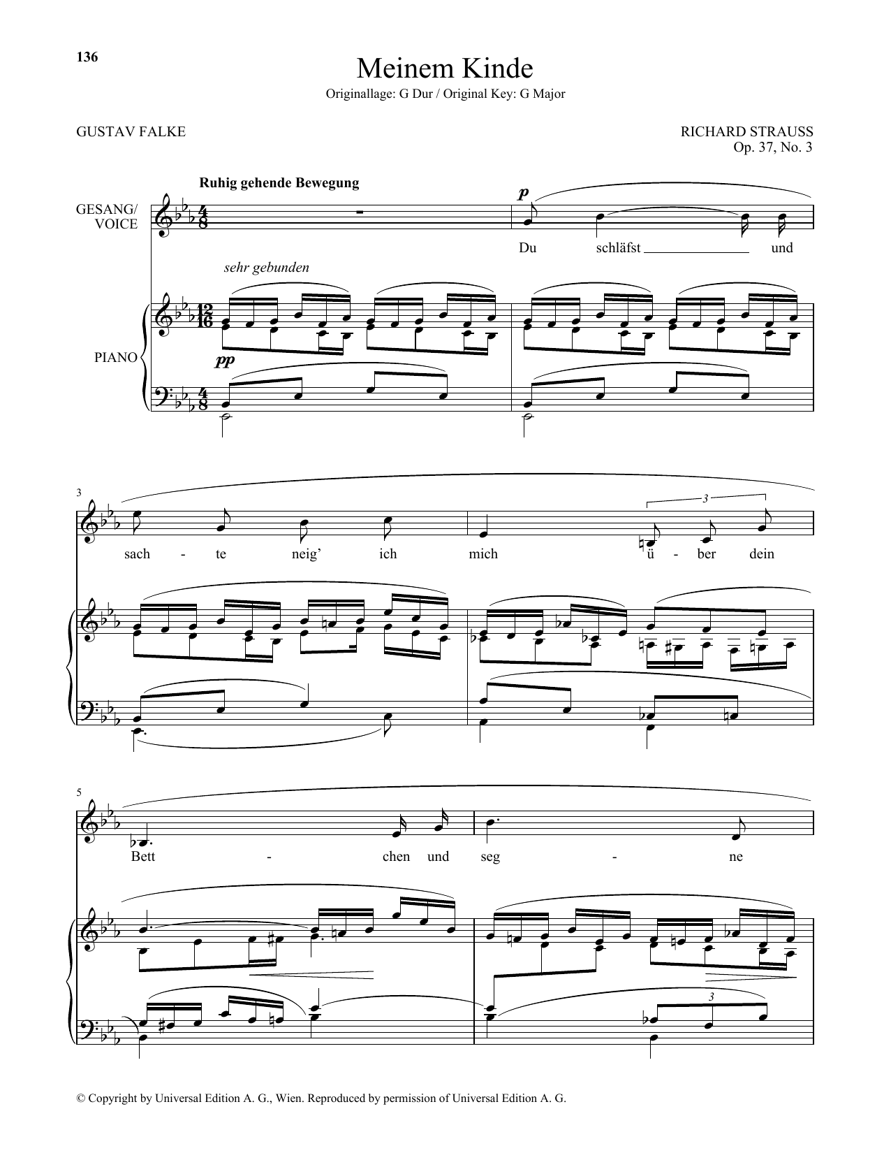 Download Richard Strauss Meinem Kinde (Low Voice) Sheet Music and learn how to play Piano & Vocal PDF digital score in minutes