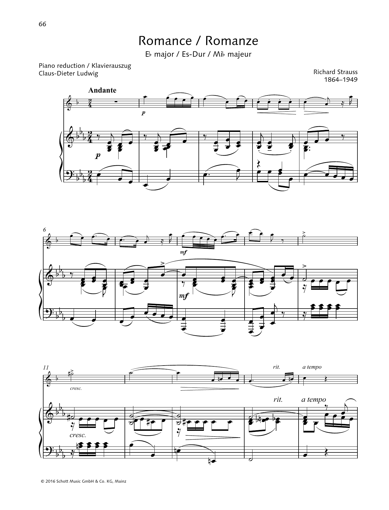 Download Richard Strauss Romance E-flat major Sheet Music and learn how to play Woodwind Solo PDF digital score in minutes