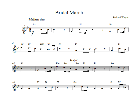 Download Richard Wagner Bridal March Sheet Music and learn how to play Melody Line & Chords PDF digital score in minutes