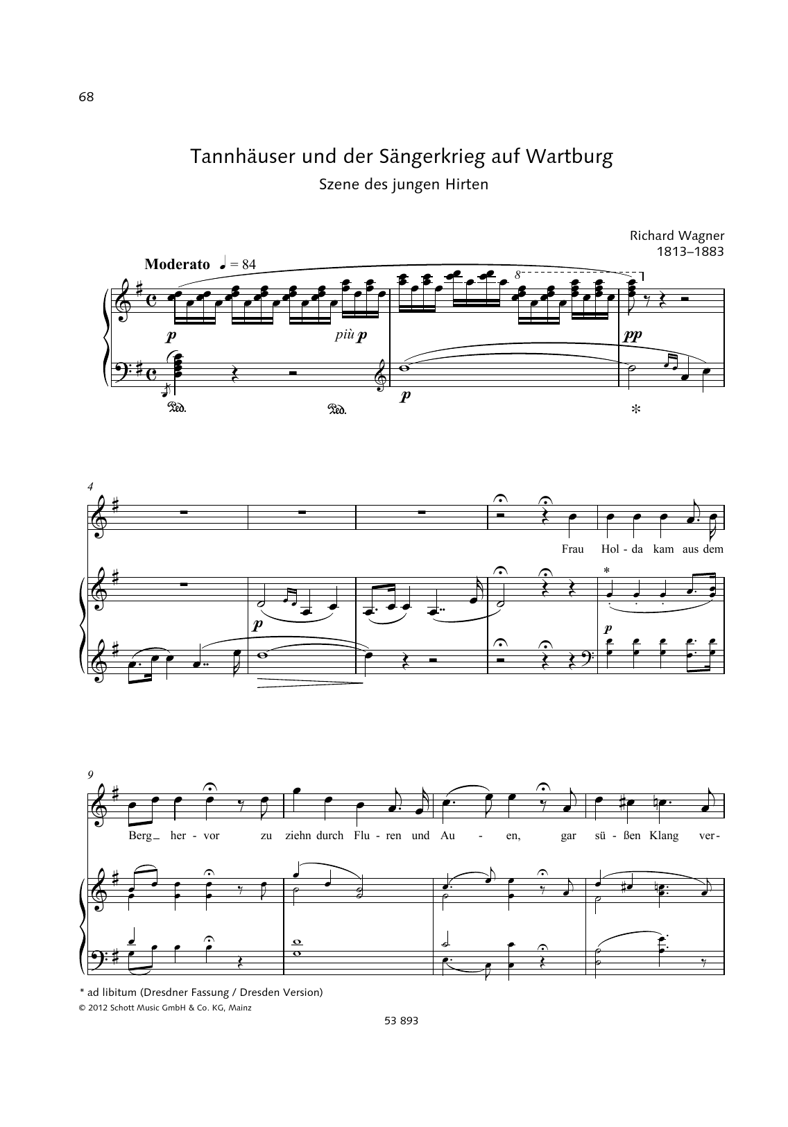 Download Richard Wagner Frau Holda kam aus dem Berg hervor Sheet Music and learn how to play Piano & Vocal PDF digital score in minutes