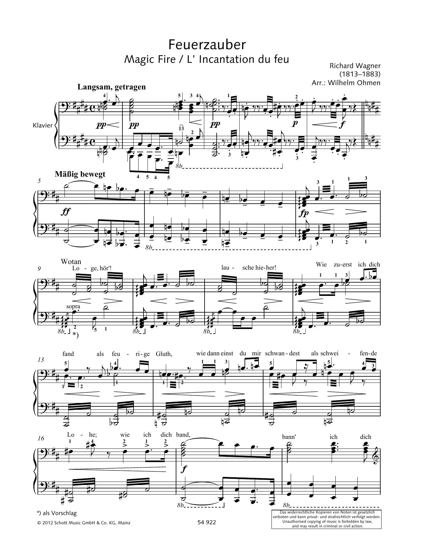 Download Richard Wagner Magic Fire Sheet Music and learn how to play Piano Solo PDF digital score in minutes