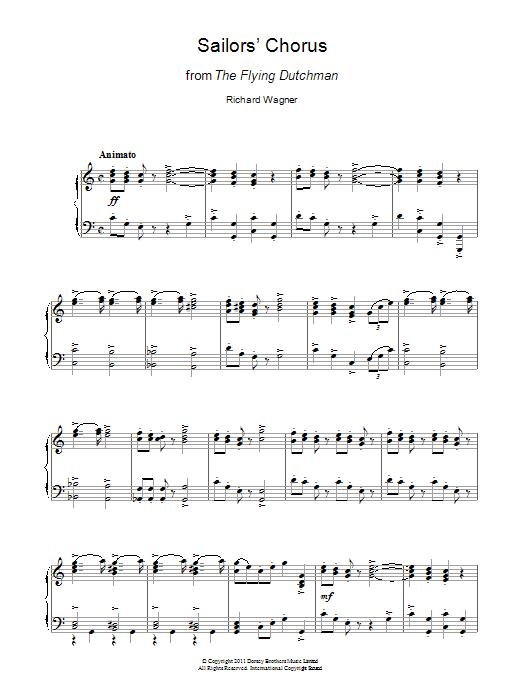 Download Richard Wagner Sailors' Chorus (from The Flying Dutchman) Sheet Music and learn how to play Piano PDF digital score in minutes