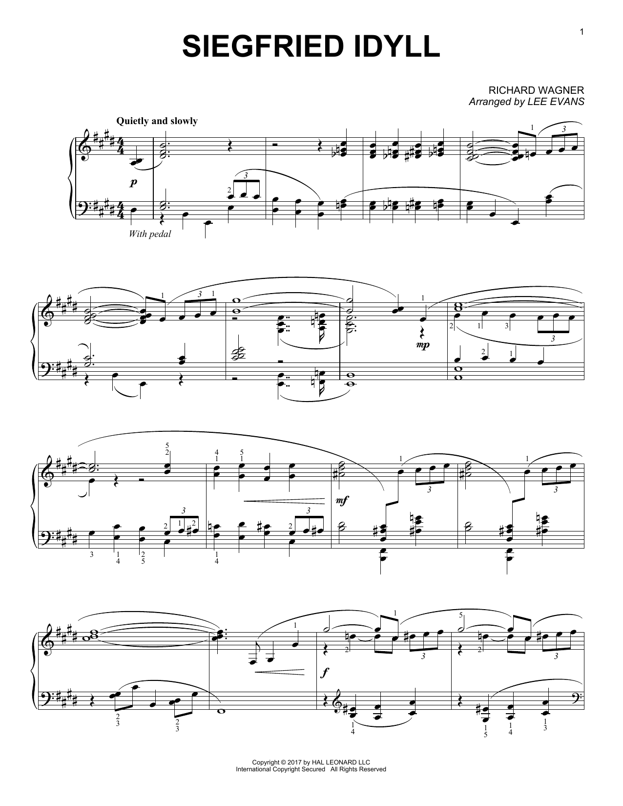 Download Lee Evans Siegried Idyll Sheet Music and learn how to play Piano PDF digital score in minutes