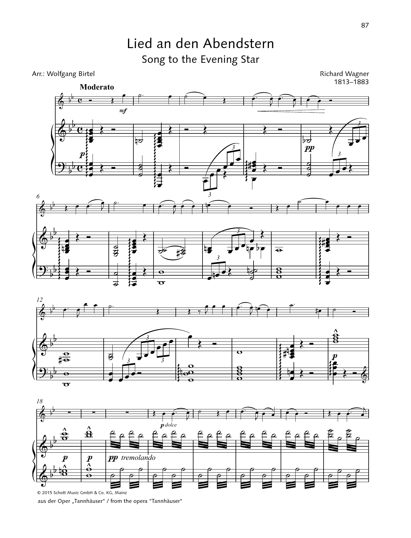 Download Richard Wagner Song To The Evening Star Sheet Music and learn how to play String Solo PDF digital score in minutes