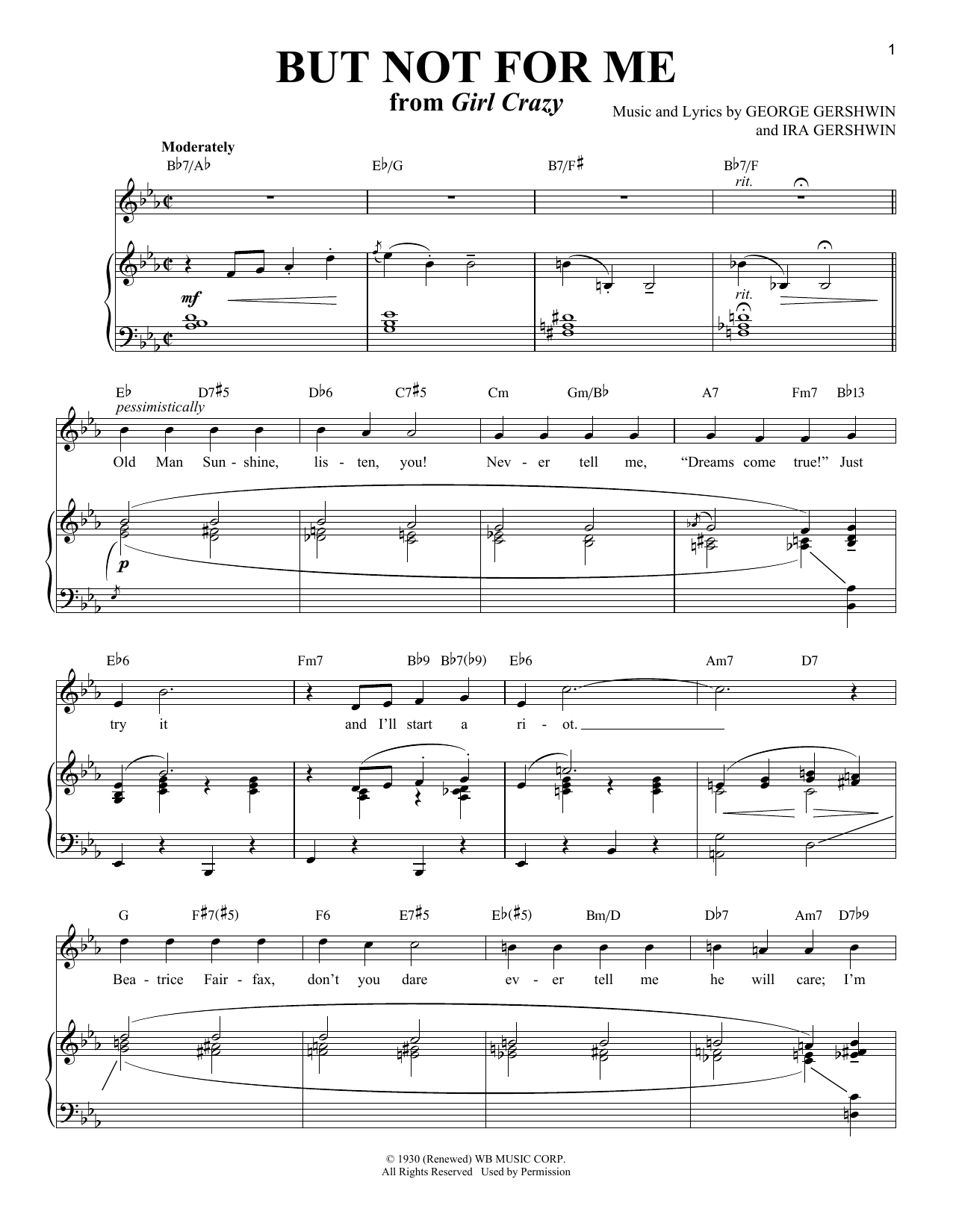 Download Richard Walters But Not For Me Sheet Music and learn how to play Piano & Vocal PDF digital score in minutes