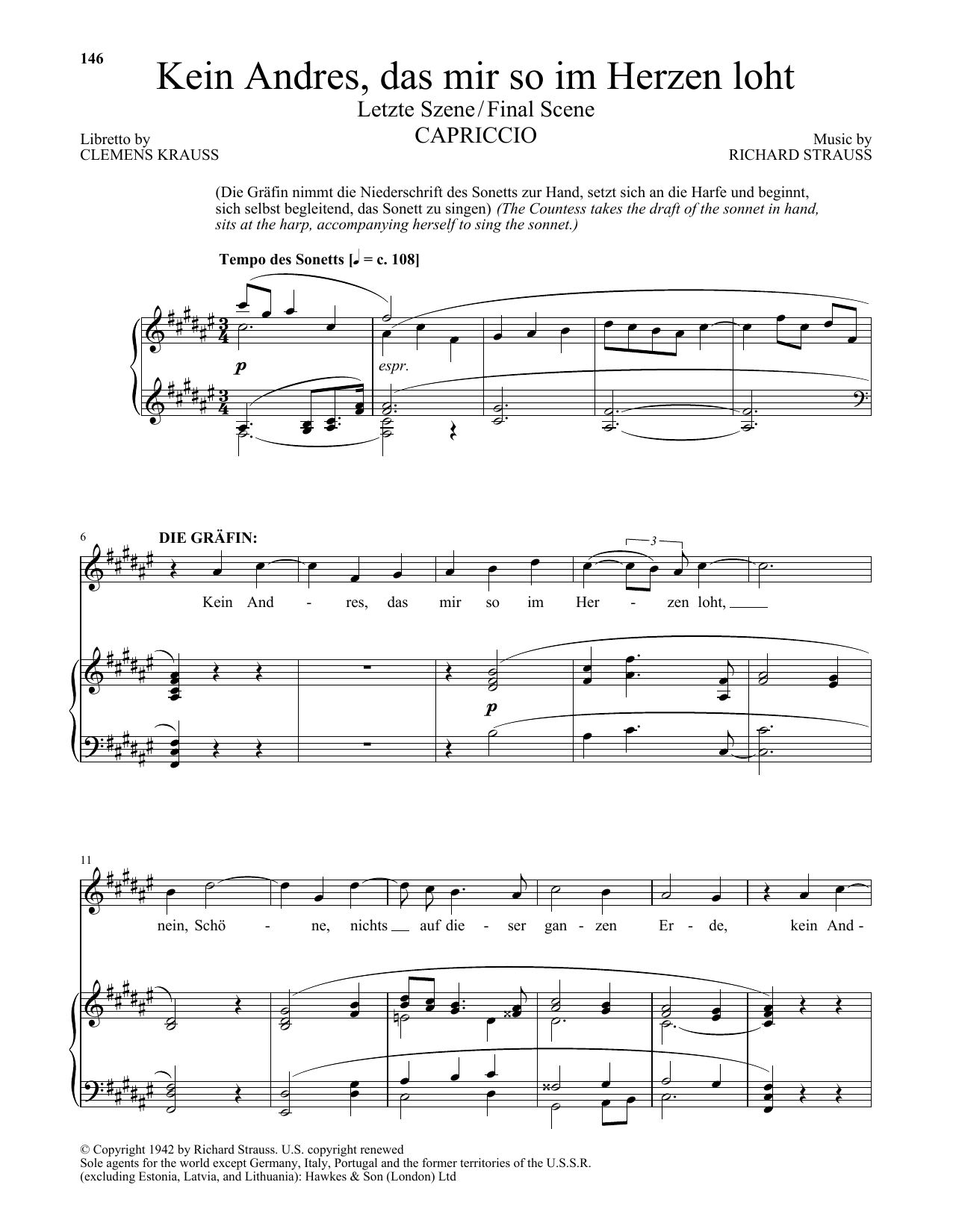 Download Richard Walters Kein Andres, das mir so im Herzen loht (Final Scene) (from Capriccio) Sheet Music and learn how to play Piano & Vocal PDF digital score in minutes