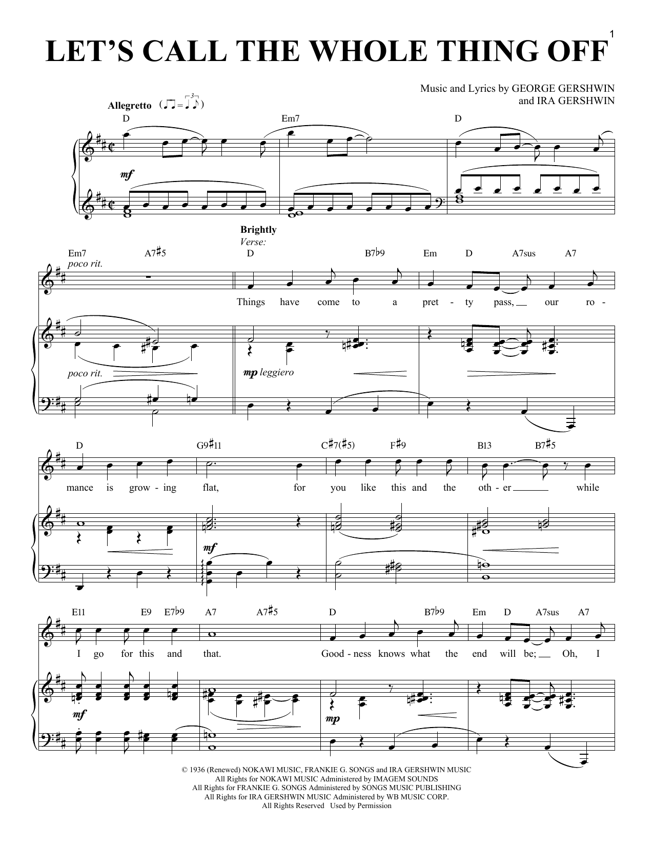 Download Richard Walters Let's Call The Whole Thing Off Sheet Music and learn how to play Piano & Vocal PDF digital score in minutes