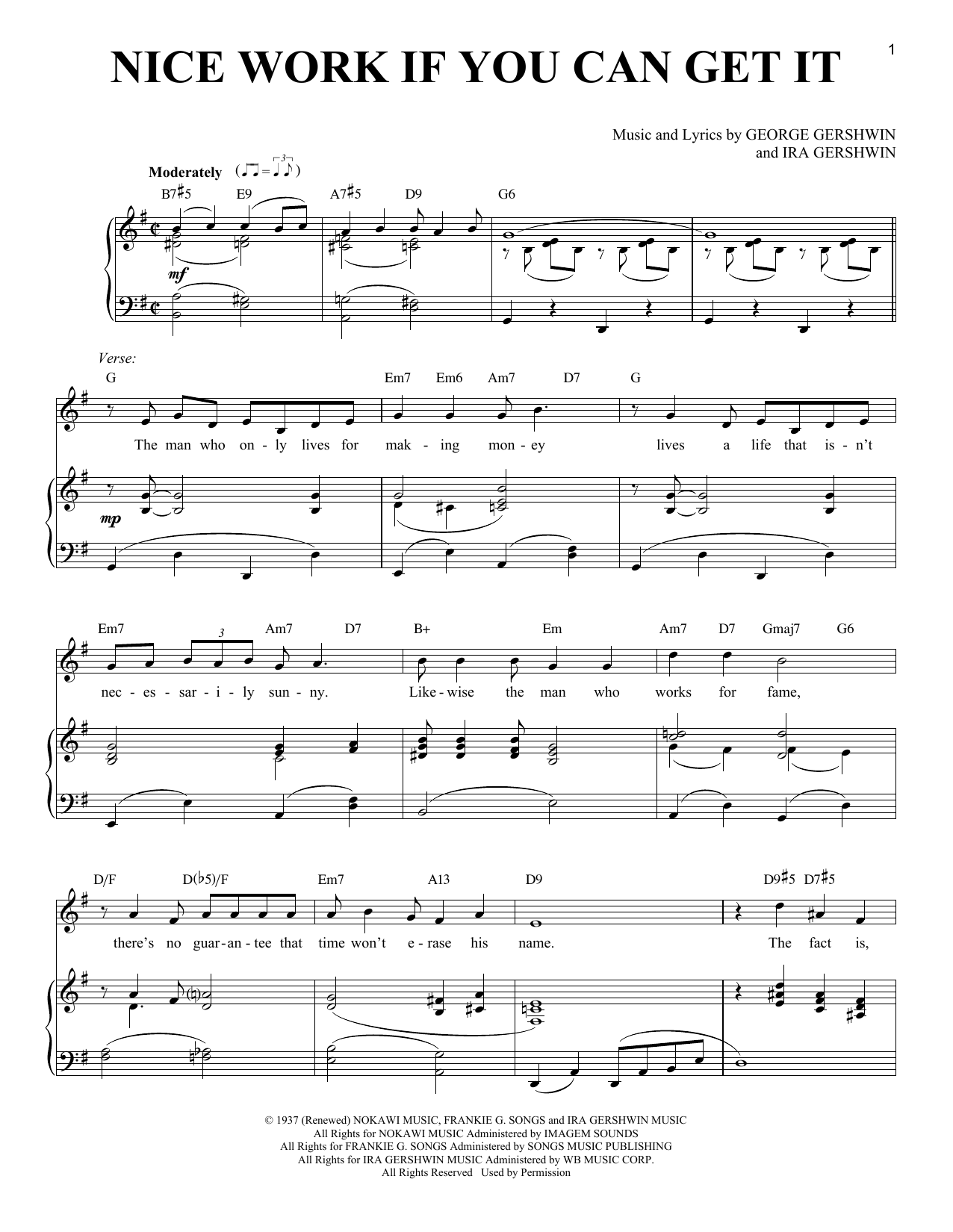 Download Richard Walters Nice Work If You Can Get It Sheet Music and learn how to play Piano & Vocal PDF digital score in minutes