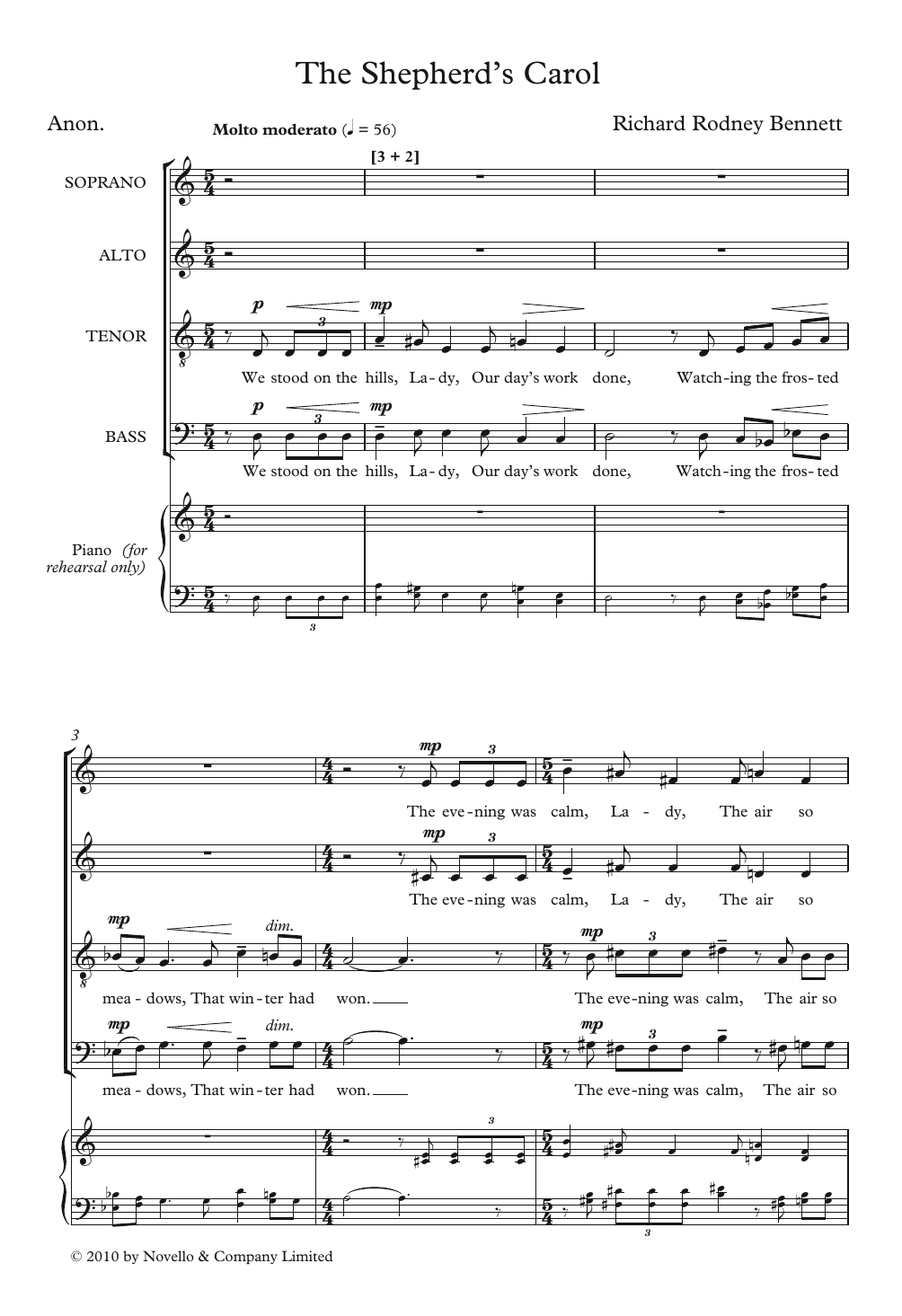 Richard Rodney Bennett The Shepherds Carol Sheet Music Notes Download Printable Pdf Score 0397