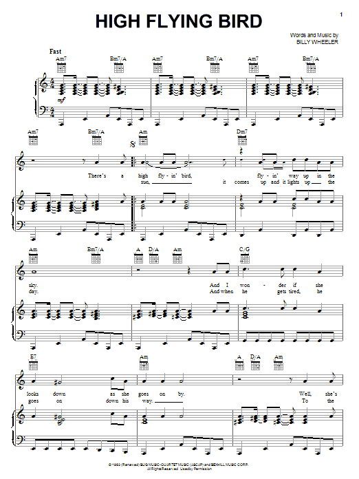 Download Richie Havens High Flying Bird Sheet Music and learn how to play Piano, Vocal & Guitar (Right-Hand Melody) PDF digital score in minutes