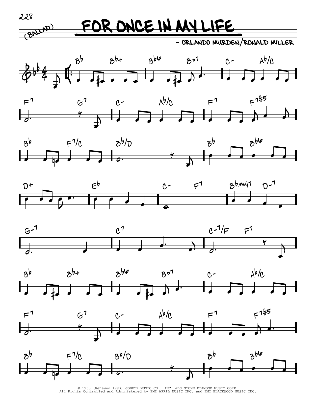 Download Rick Carnes Only Once In My Life (Solamente Una Vez) Sheet Music and learn how to play Real Book – Melody & Chords PDF digital score in minutes