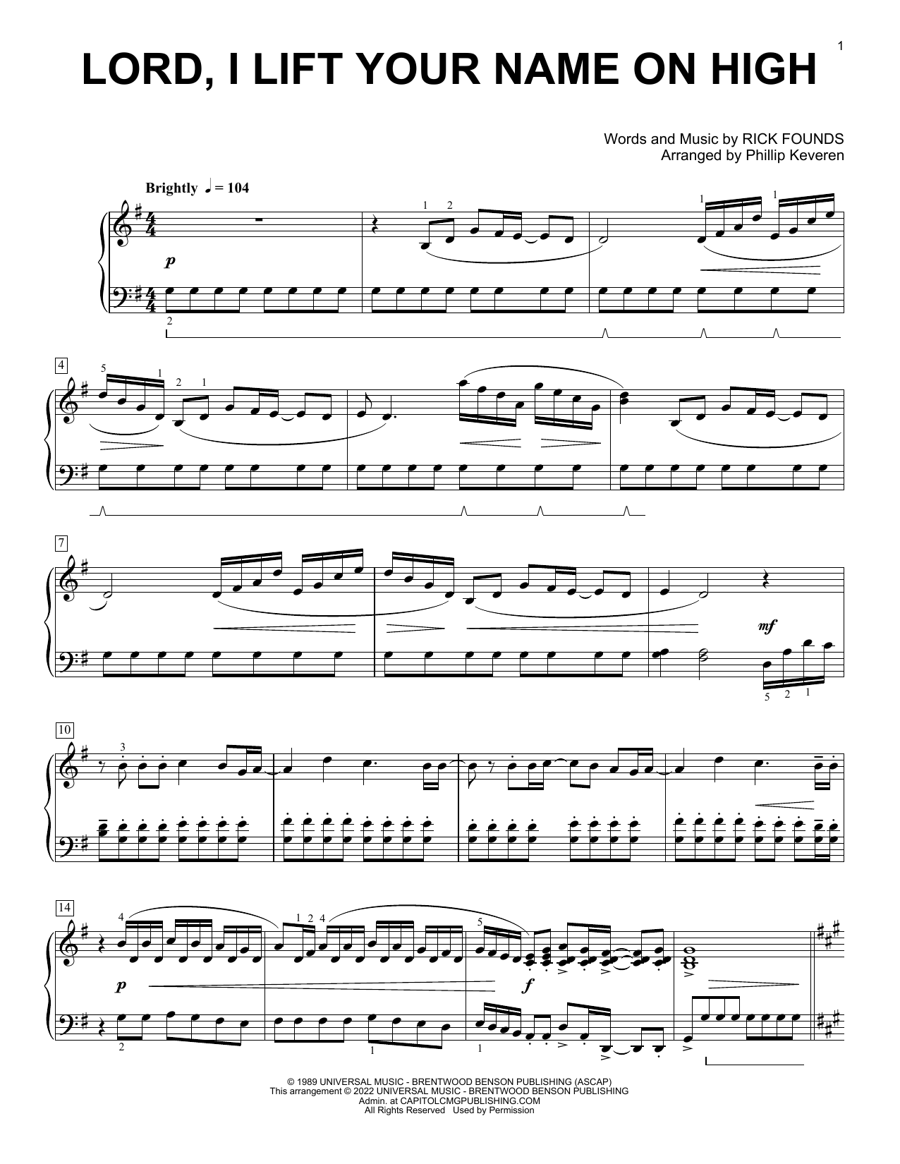 Download Rick Founds Lord, I Lift Your Name On High [Classical version] (arr. Phillip Keveren) Sheet Music and learn how to play Piano Solo PDF digital score in minutes