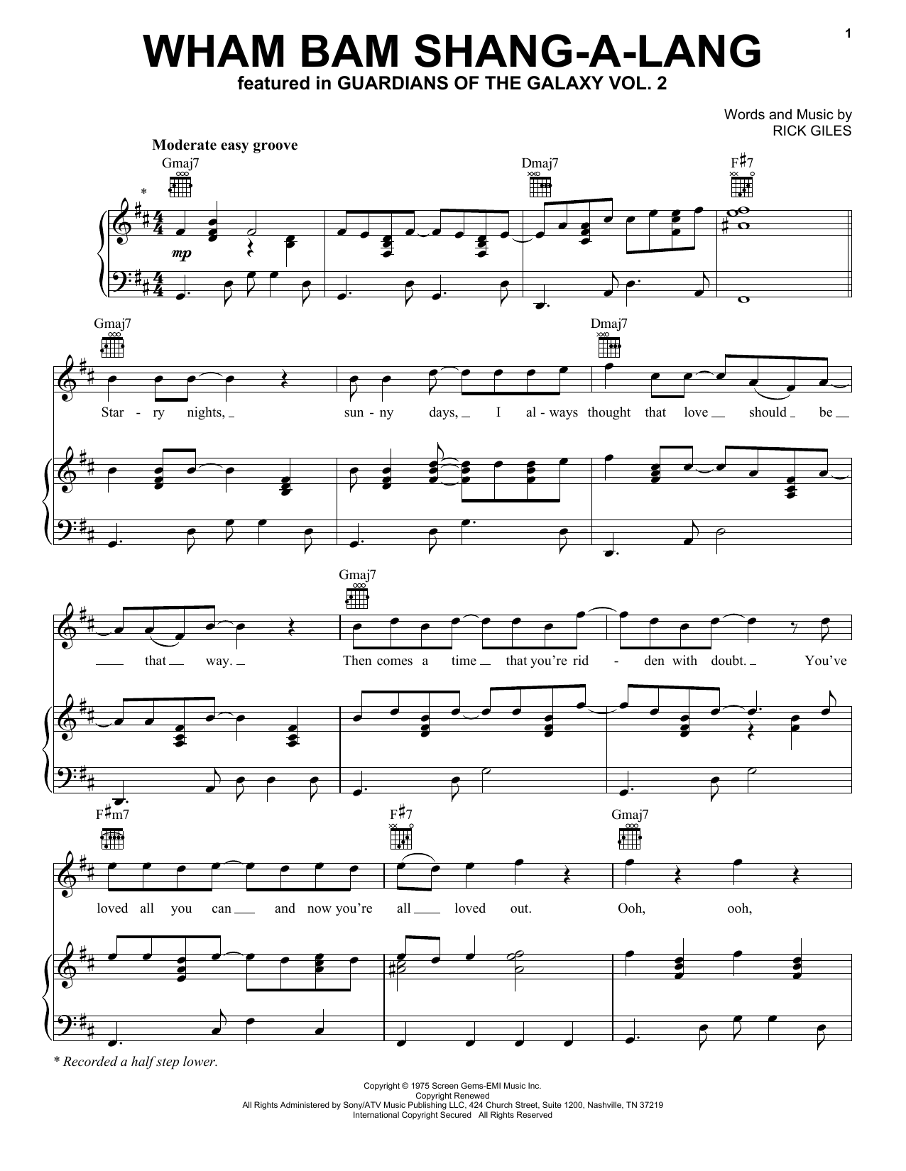 Download Rick Giles Wham Bam Shang-A-Lang Sheet Music and learn how to play Piano, Vocal & Guitar (Right-Hand Melody) PDF digital score in minutes