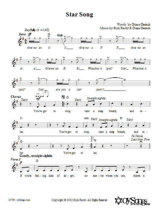Download Rick Recht Star Song Sheet Music and learn how to play Melody Line, Lyrics & Chords PDF digital score in minutes