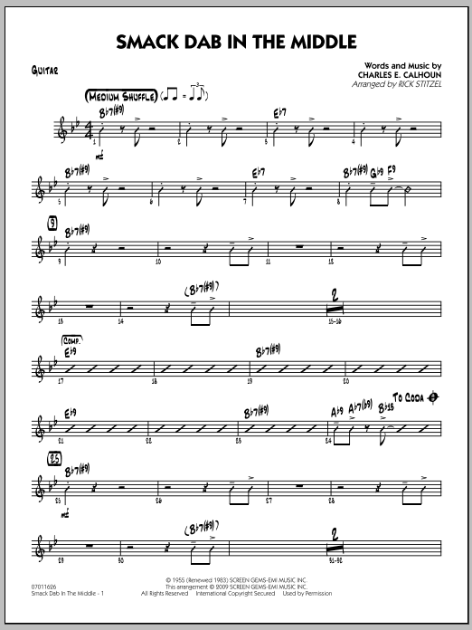 Download Rick Stitzel Smack Dab In The Middle - Guitar Sheet Music and learn how to play Jazz Ensemble PDF digital score in minutes